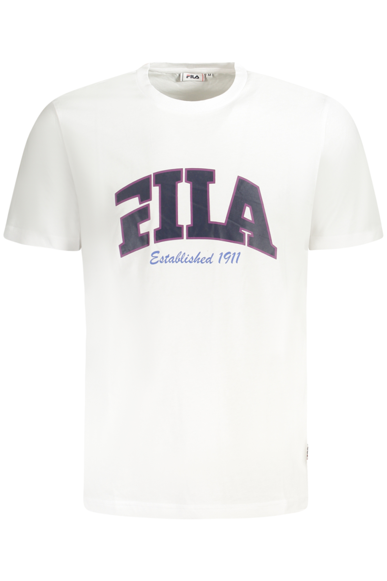 

Мужская футболка Fila хлопковая с синим принтом, белый