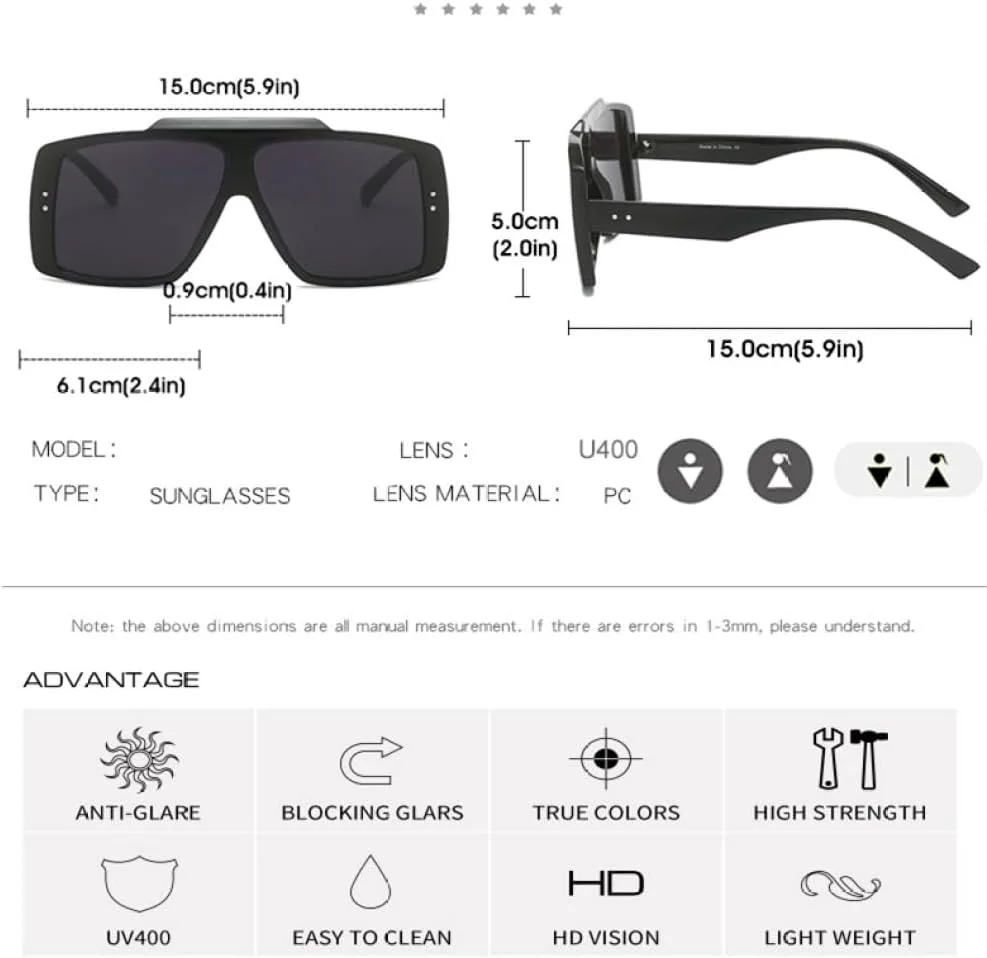 

Винтажные солнцезащитные очки LVTFCO в крупной оправе для женщин и мужчин, модные очки с градиентным переходом цвета, женские трендовые очки UV400, Black-black