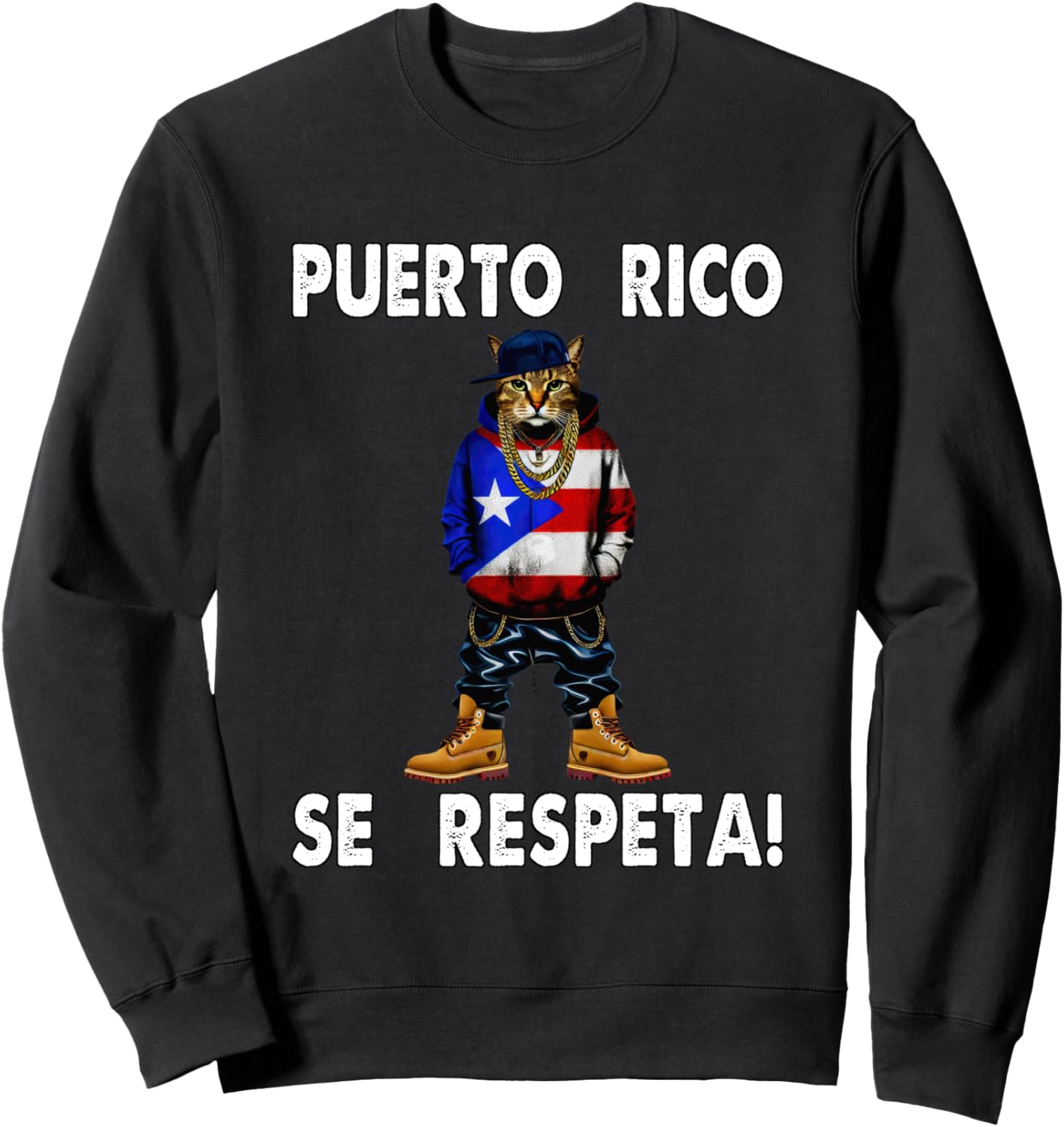 

Толстовка с капюшоном и котом с флагом Пуэрто-Рико Sespeta Boricua Puerto Rico Se Respeta Collection, More Here, черный