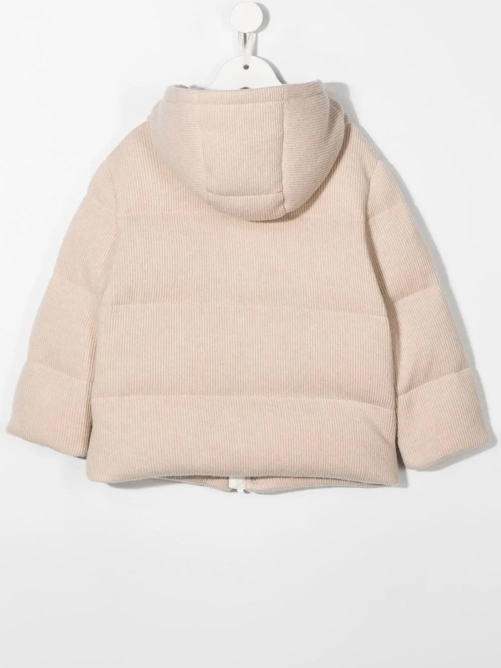 Пуховик тонкой вязки с логотипом Brunello Cucinelli Kids, нейтральный — фото 2
