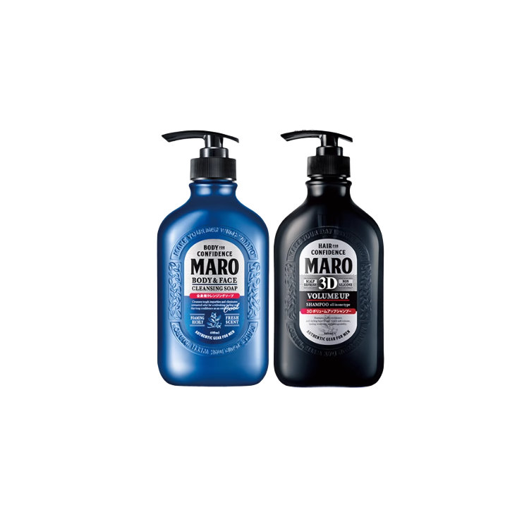 

Очищающее средство для лица и гель для душа 2 в 1 набор для умывания и ухода осветляющий освежающий тип 450мл + охлаждающий тип 400мл Maro, two-piece set: 3d molton shampoo 460ml+2-in-1 refreshing shower gel 400ml