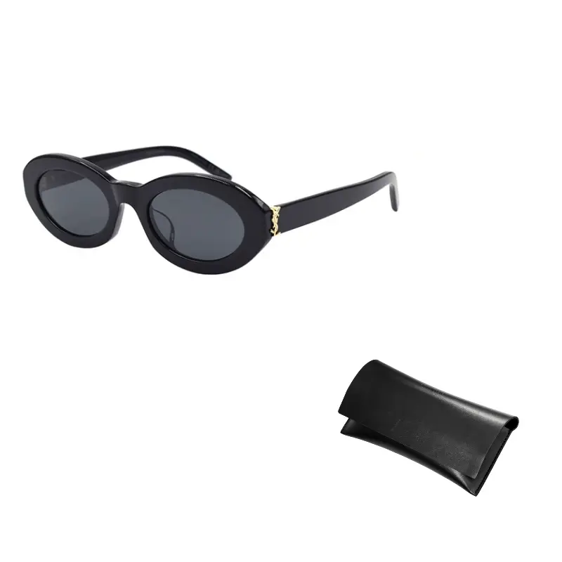 

SAINT LAURENT Овальные солнцезащитные очки, Black