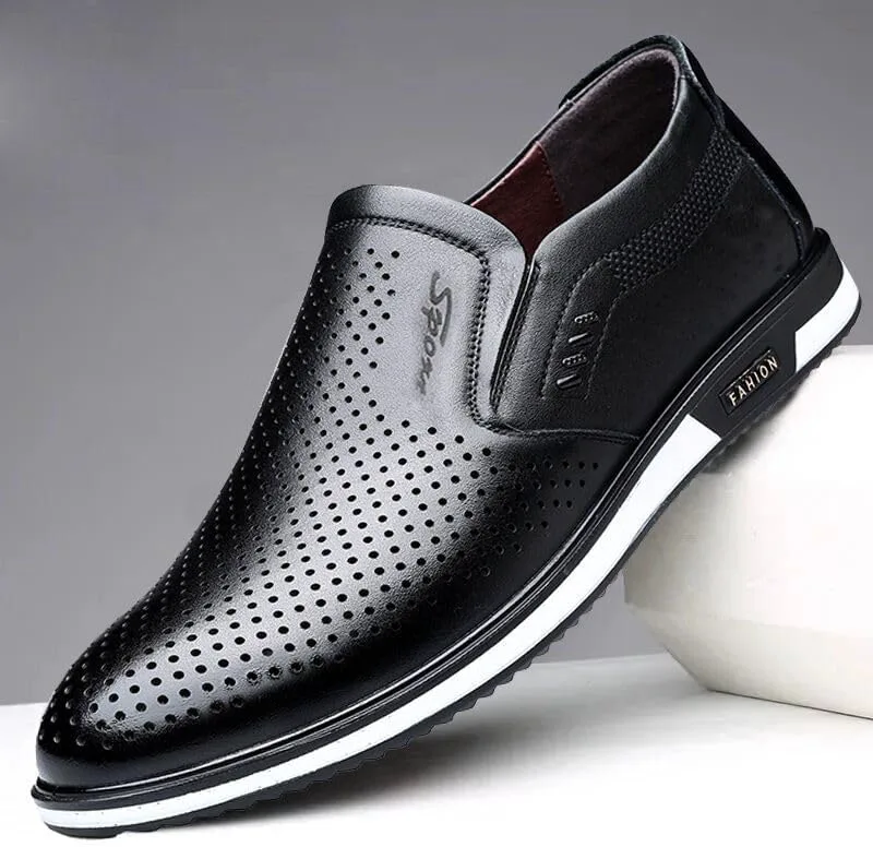 Кроссовки Men's Slip-On Business Casual Shoes, Slip-Resistant Arch Support & Cushioned Insole, Breathable Synthetic Upper, Low-Top Comfortable Sneakers with Soft Rubber Sole Minlaidian, черный — фото 2