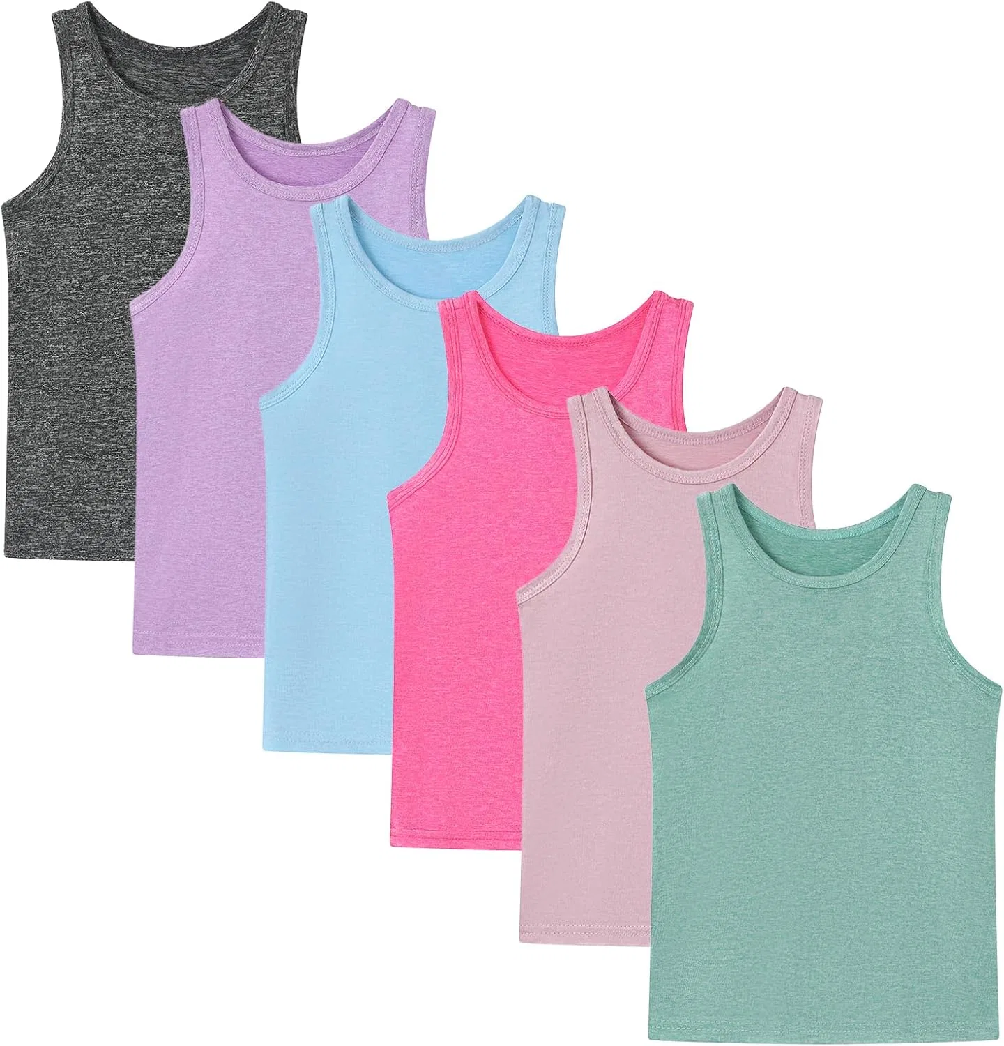 Детские топы для активного отдыха, 6 шт, Weymuic, Light Blue, rose Red, pink, grey, light Purple, green