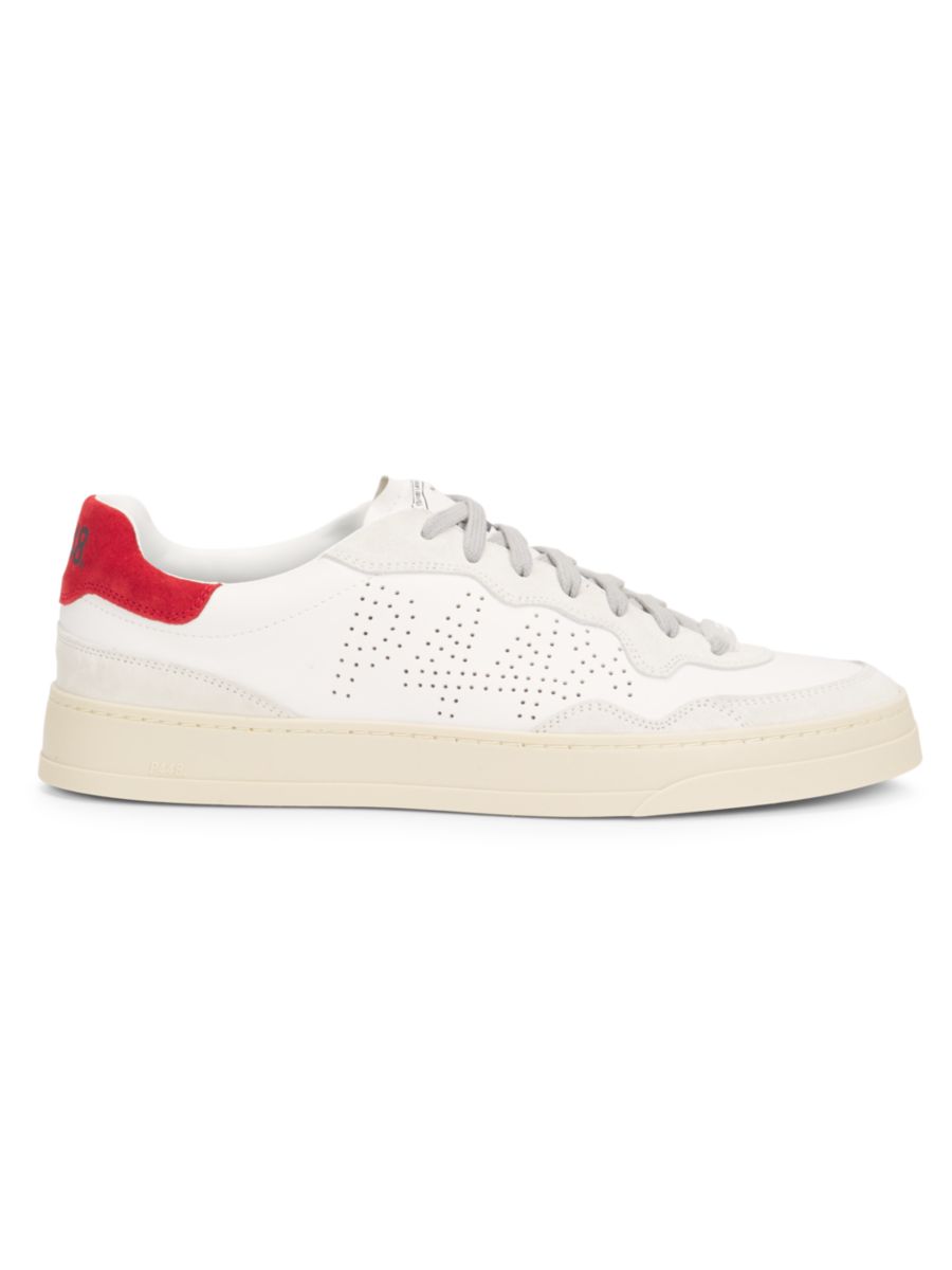 

Низкие кроссовки Bali Red Heel Tab из перфорированной кожи P448, цвет White Red