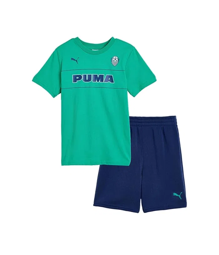 Детский комплект футболка и шорты Graphic T-shirt & Fleece Short Set PUMA Kids, Teal Green