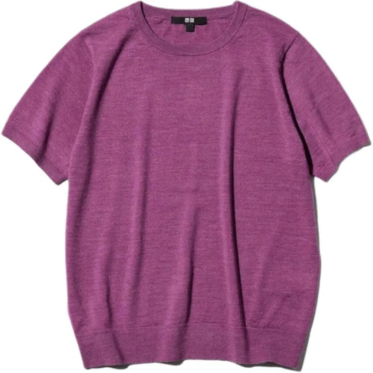 Свитер с круглым вырезом UNIQLO фиолетовый