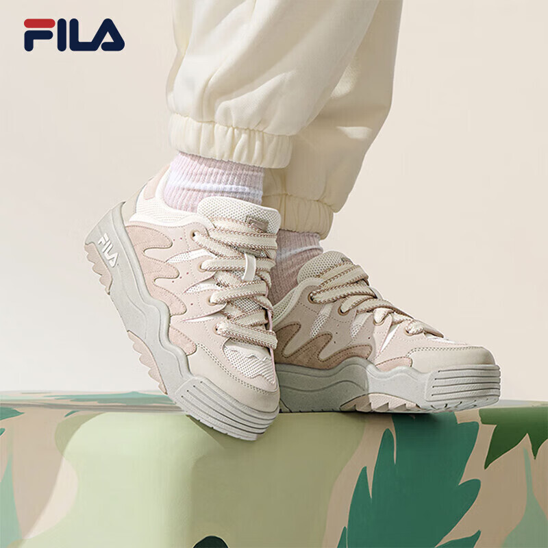Кроссовки спортивные женские Fila Rosetta на толстой подошве, бежевый / светло-розовый — фото 3