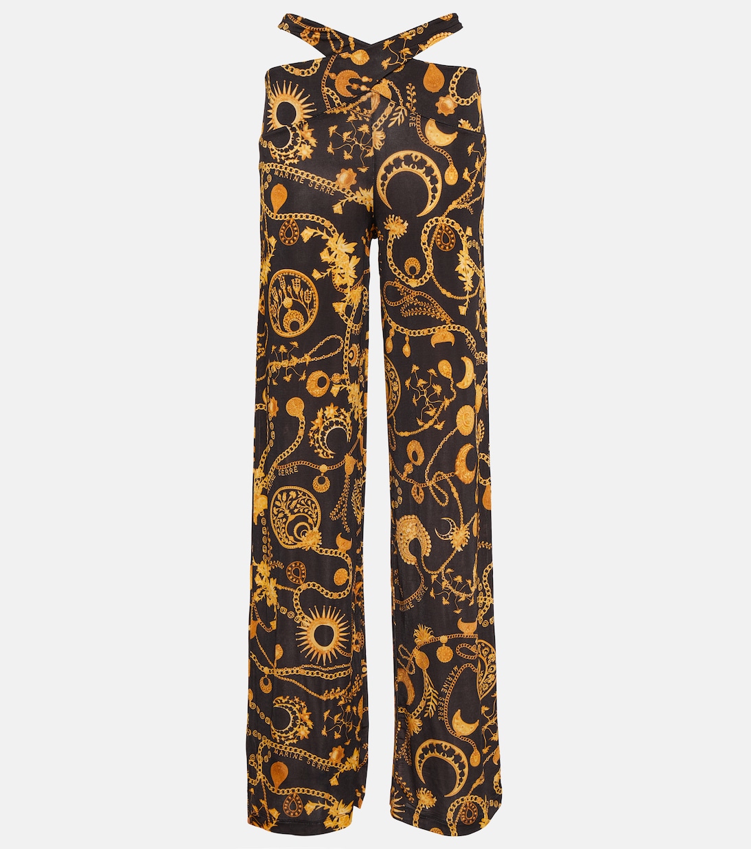 

Брюки широкие с вырезами и принтом Marine Serre, Ornament Black
