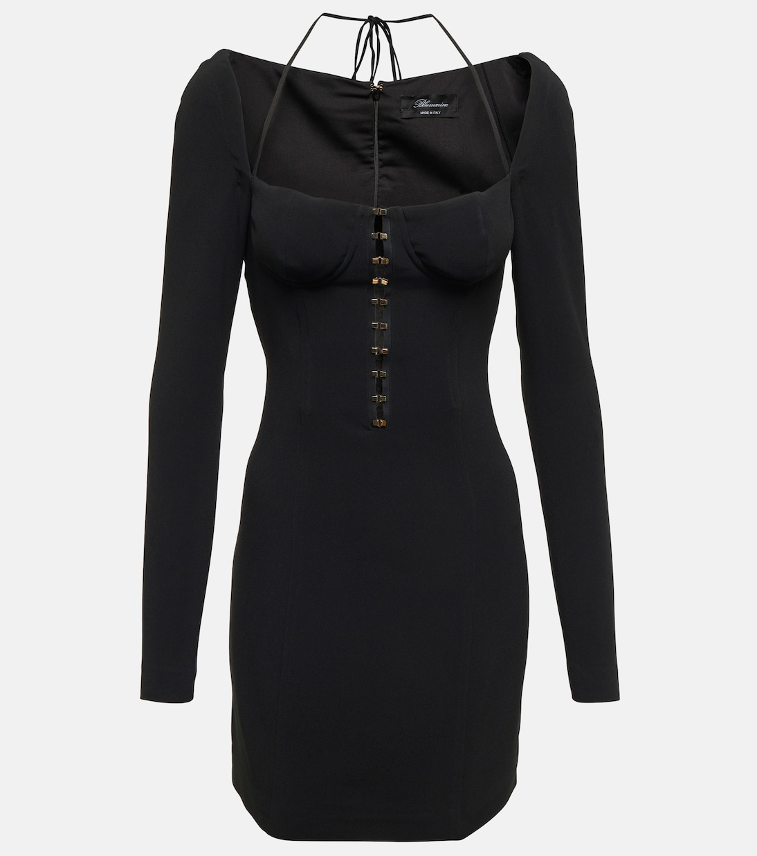 

Мини-платье с длинными рукавами, декорированное Blumarine, Nero