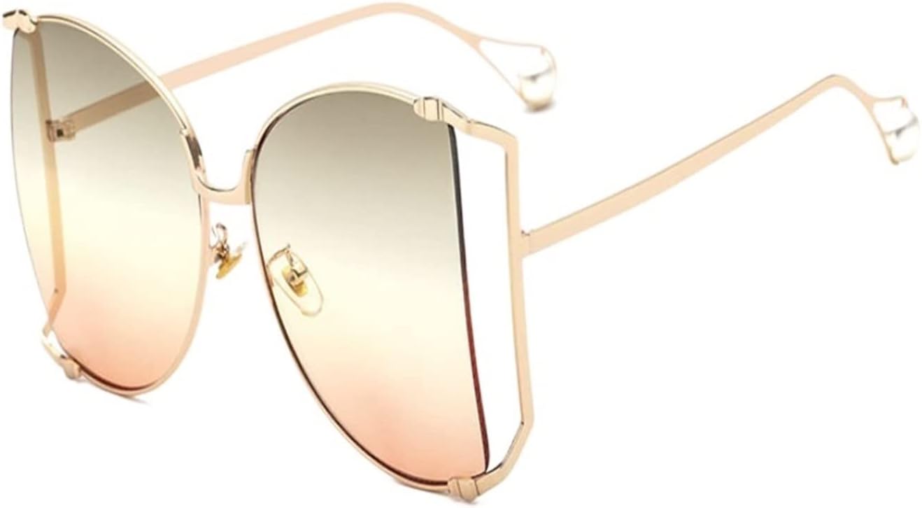 

Новые дизайнерские очки в полуободковой оправе для женщин, квадратные солнцезащитные очки с жемчужным блеском, модные очки большого размера с прозрачными линзами YGDBXHYD, C5 Gold Green Pink