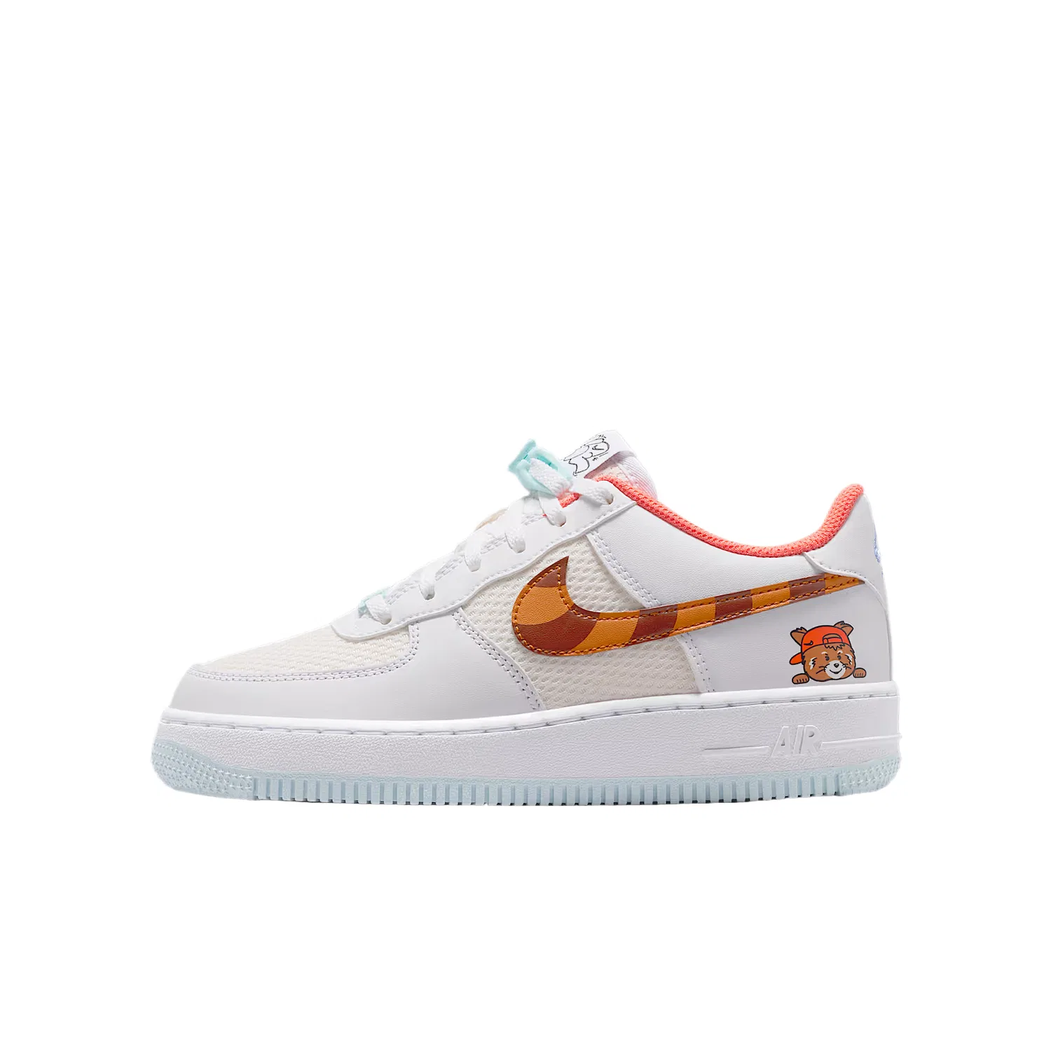 Кроссовки для скейтбординга Air Force 1 Low Top Kids, бело-коричневые, унисекс Nike, White/White/Glacier Blue/Monarch