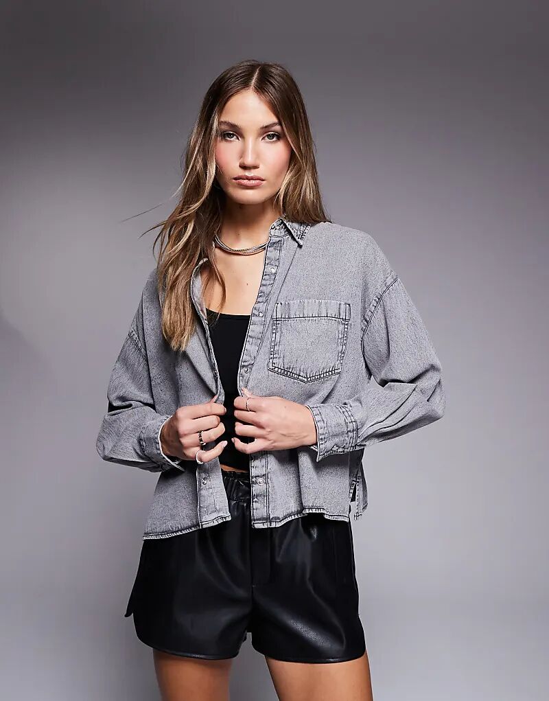 

Рубашка из денима темно-серого цвета River Island