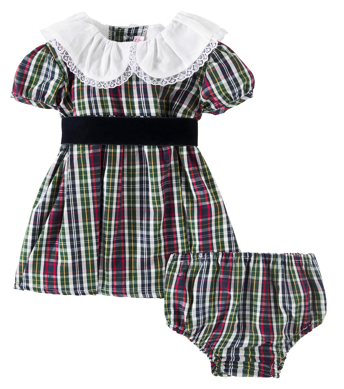 

Комплект из хлопкового платья и панталон Baby Alicia La Coqueta, Navy Tartan