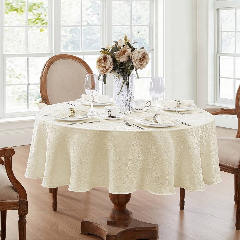 

Elrene Home Fashions Caiden Elegance Дамасская круглая скатерть, цвет Ivory