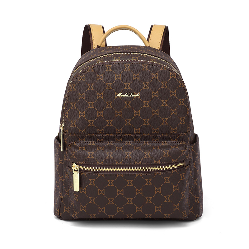 

Рюкзак из ПВХ с искусственной кожей Обычный Женский Темно-коричневый и Абрикос/Кофе MashaLanti