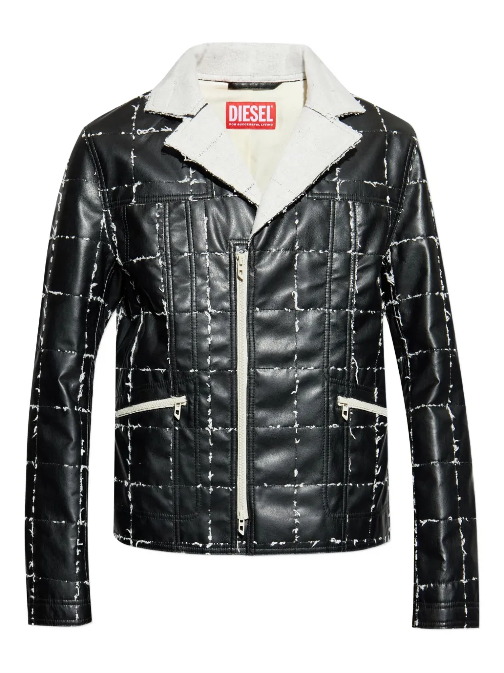 

Стеганая байкерская куртка со вставками DIESEL, черный