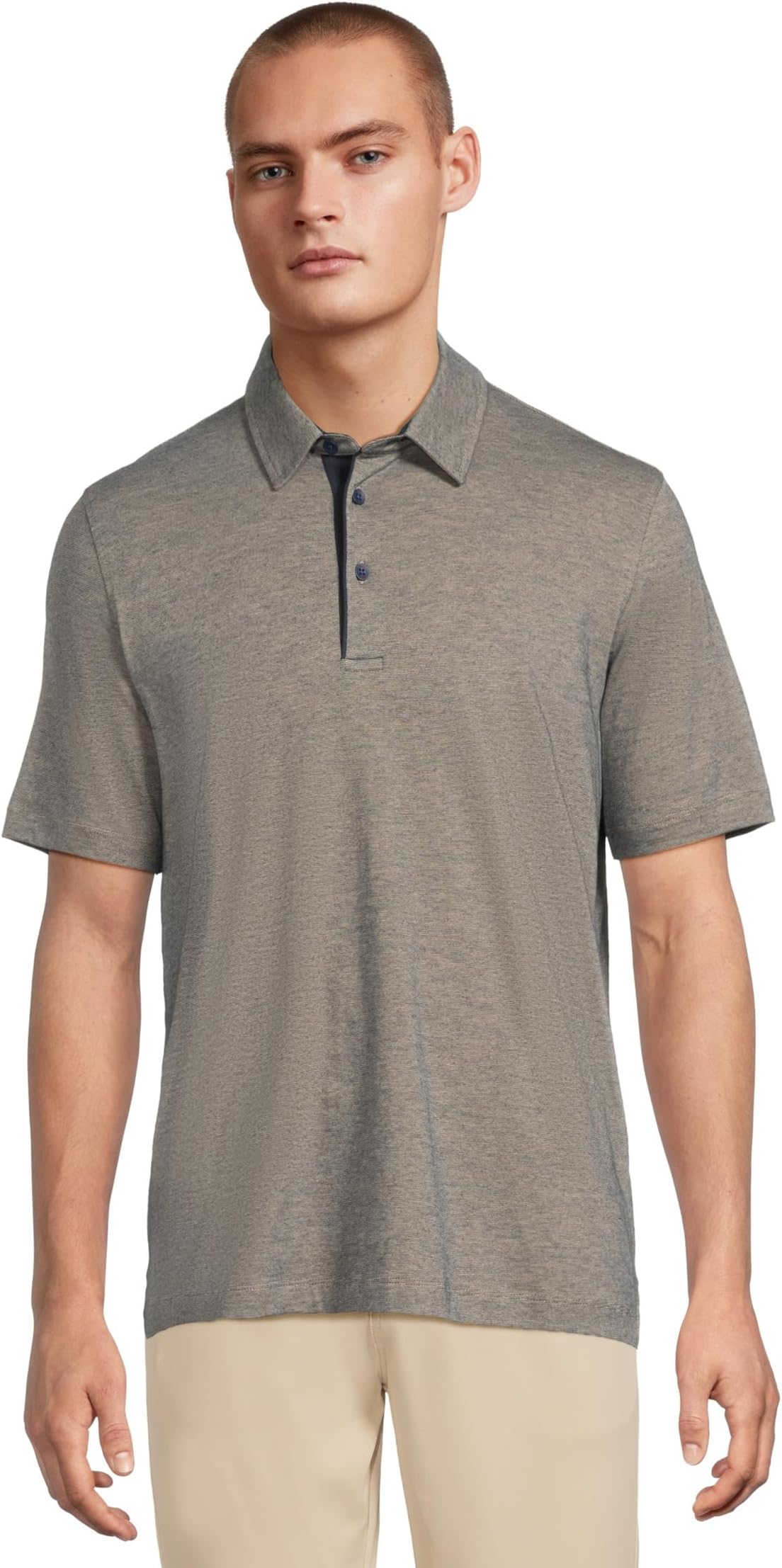 

Футболка Johnston & Murphy Fine Stripe Polo, цвет Tan/Navy