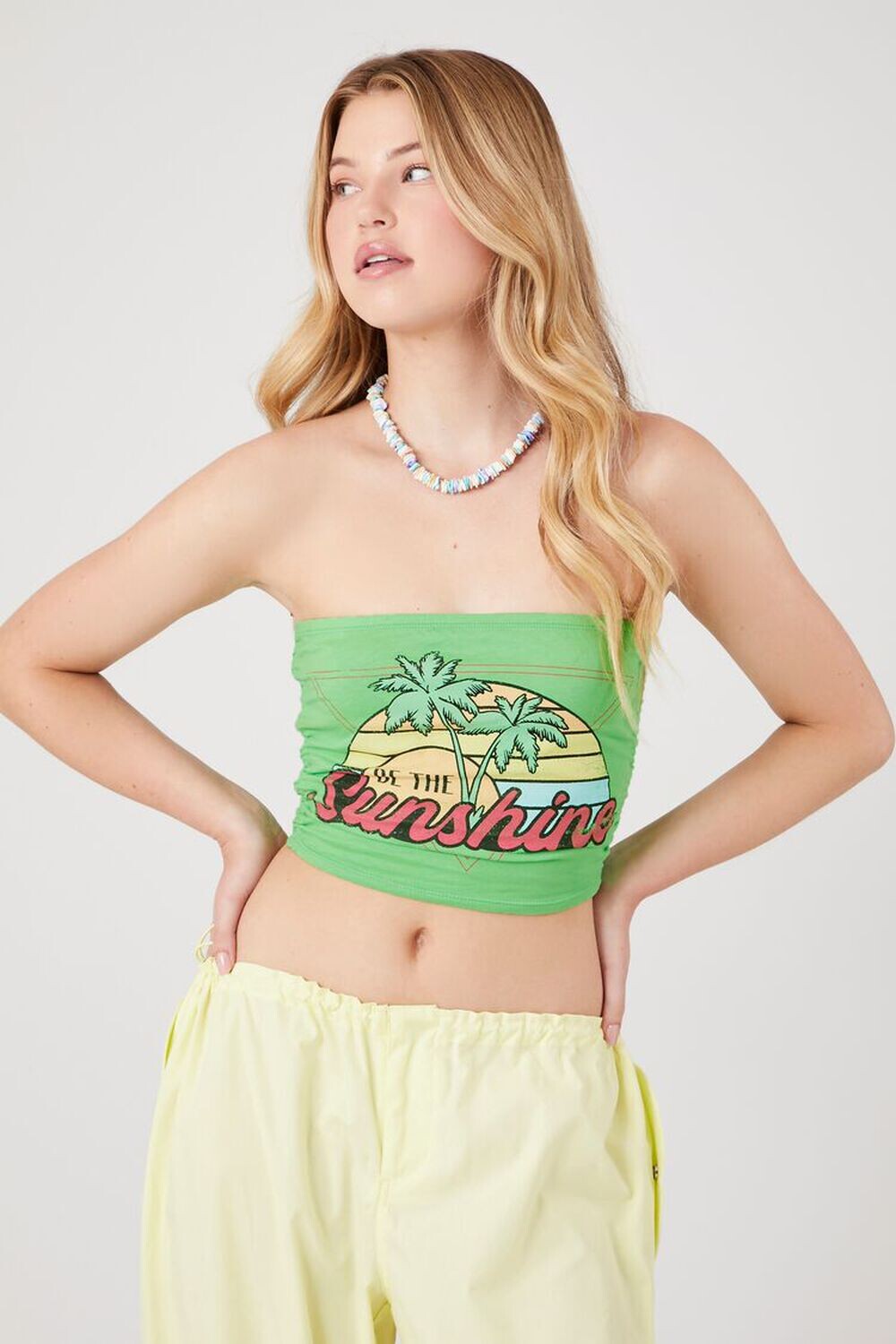 

Топ-футляр с графическим рисунком Be The Sunshine Forever 21, зеленый