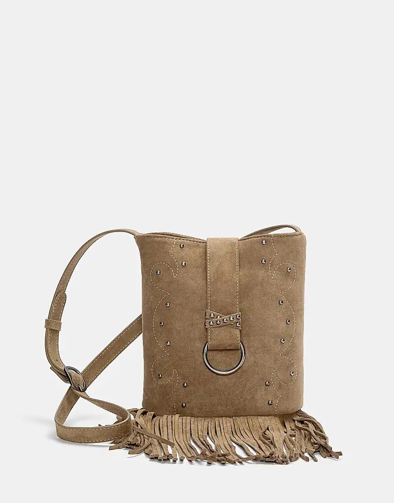 

Сумка через плечо Pull&Bear с бахромой коричневого цвета