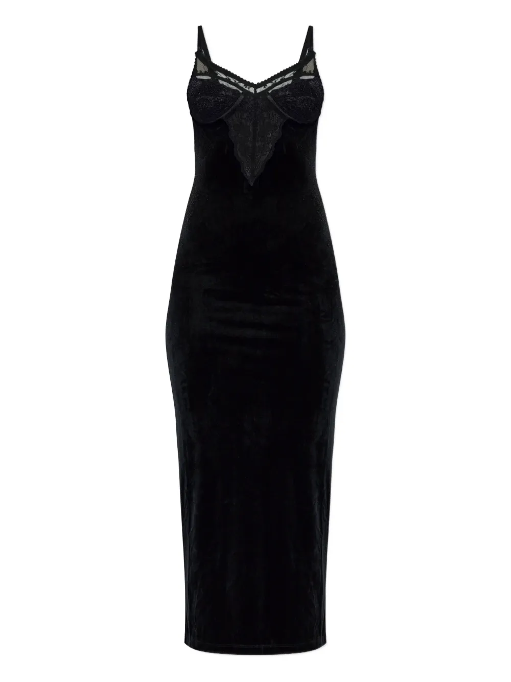 

Бархатное платье с кружевом Self-Portrait, черный