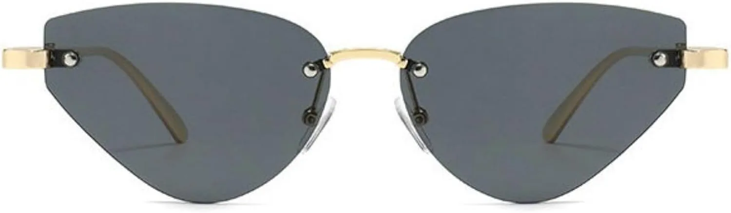 

Солнцезащитные очки Willochra без оправы «кошачий глаз» для женщин, модные солнцезащитные очки в стиле ретро с металлической оправой, защита от УФ-излучения UV400, C1