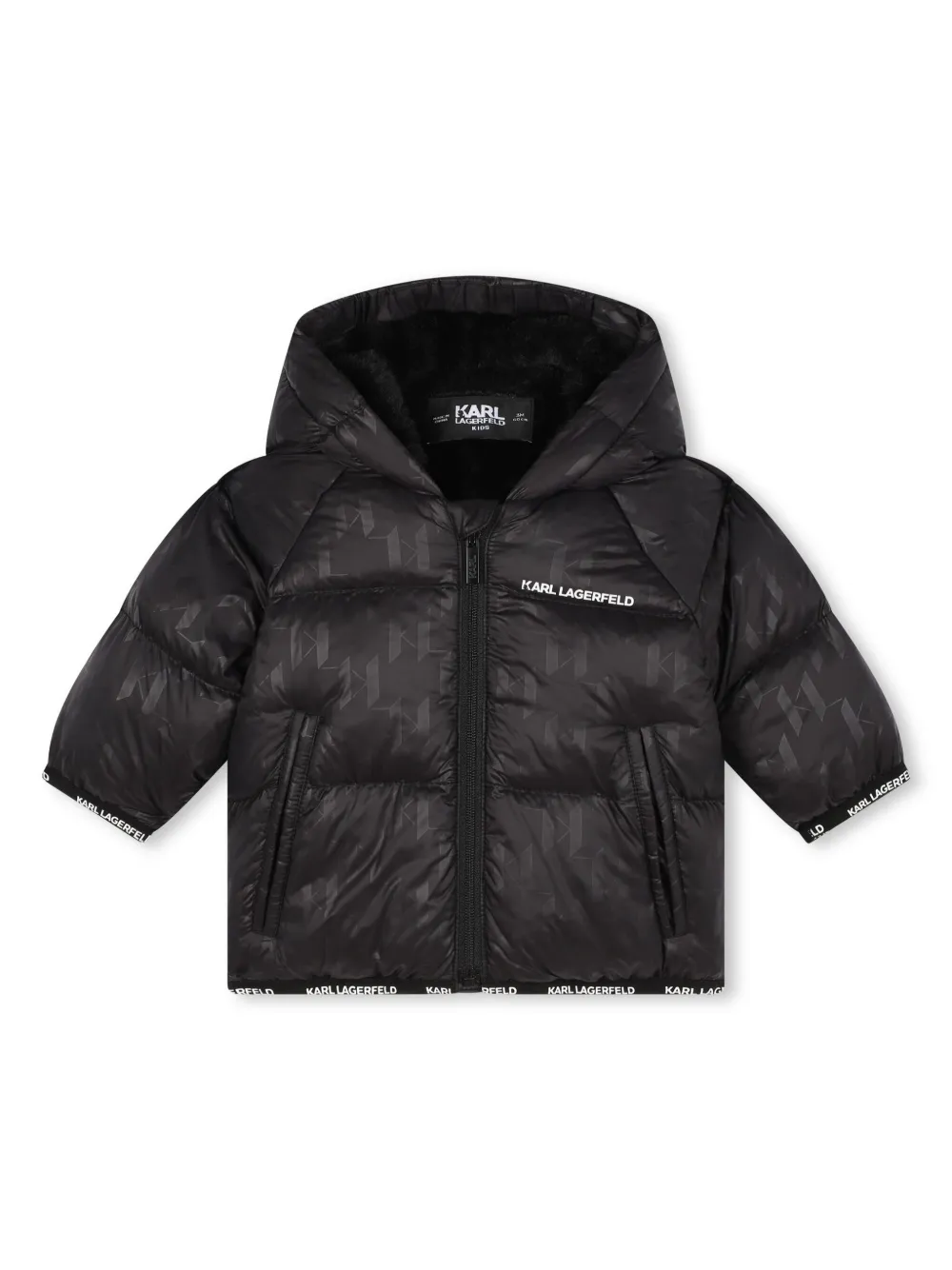 

Пуховик с логотипом KARL LAGERFELD KIDS, черный