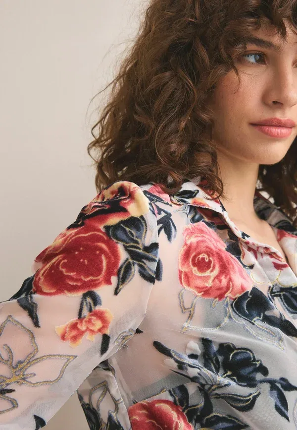 Блуза Next, ecru floral, цвет экрю с цветочным принтом — фото 4