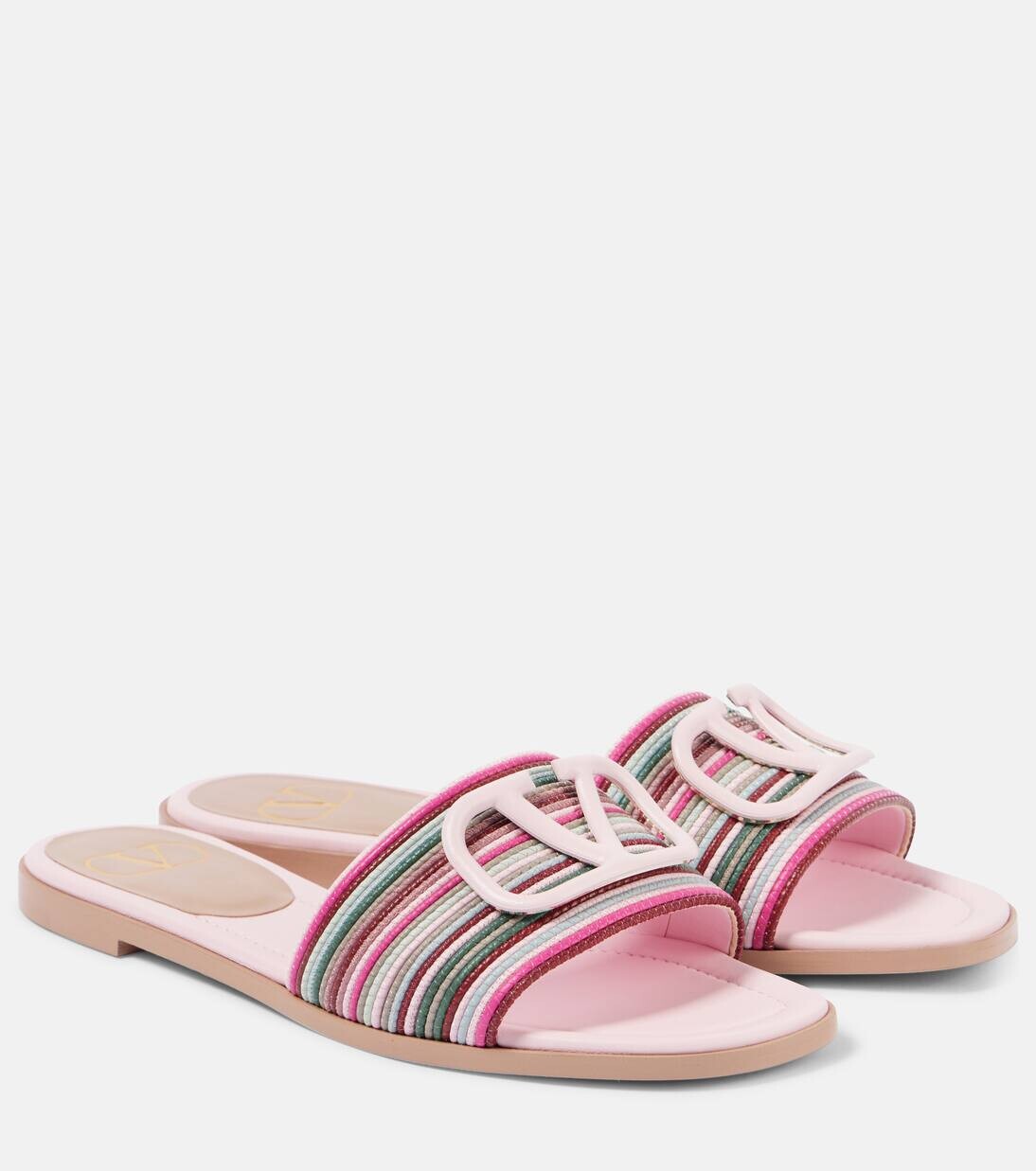 Кожаные мюли VLogo Signature Valentino Garavani, цвет bajadera/rosa boreale