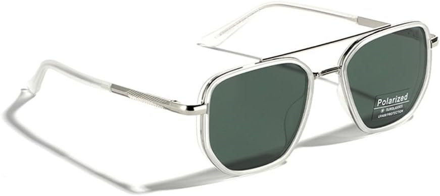 

Поляризованные солнцезащитные очки для мужчин в стиле ретро, ​​металлические солнцезащитные очки для женщин, очки для вождения, зеленые, черные, UV400 VFDHN, Silver With Green