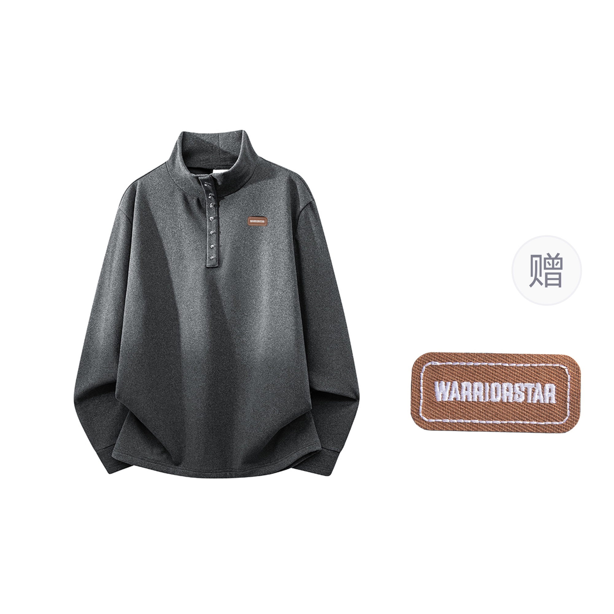 

Свитшот Unisex Stand Collar Moderate Regular WARRIOR, темно-heather серый[free diy badge]