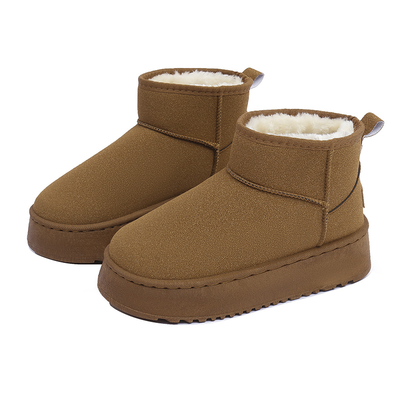 Теплые нескользящие короткие зимние ботинки для женщин Yang Nianhua, Brown