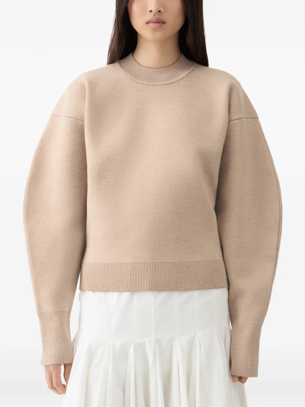 Свитер из пике с вышитым логотипом Jacquemus, бежевый — фото 3