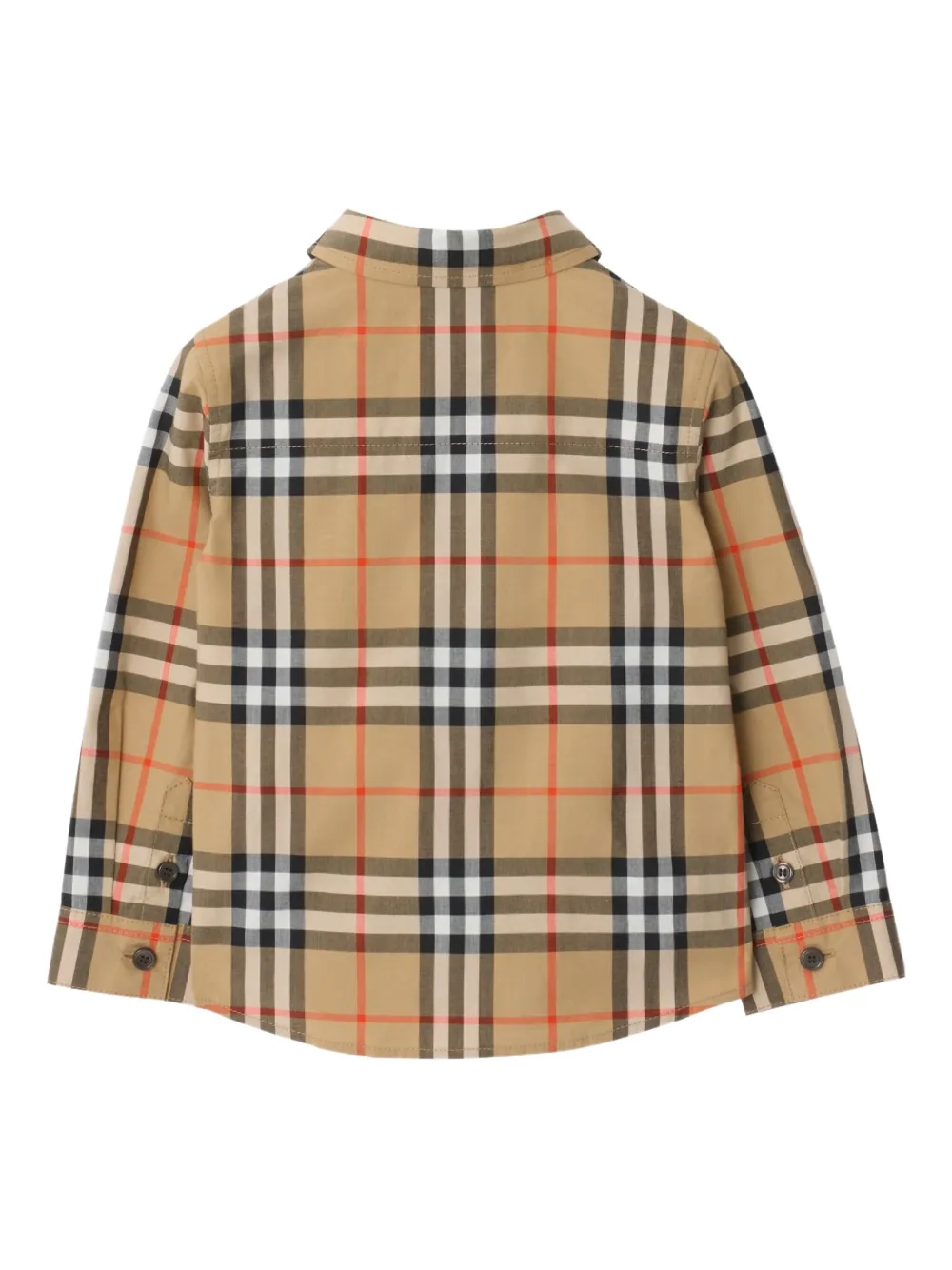 Клетчатая рубашка с длинными рукавами Burberry Kids, бежевый — фото 2