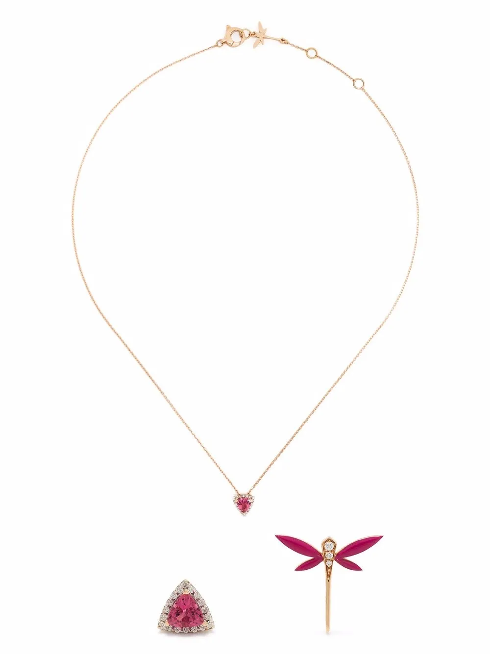 

Комплект из колье и серег Dragonfly из розового золота Anapsara, розовый