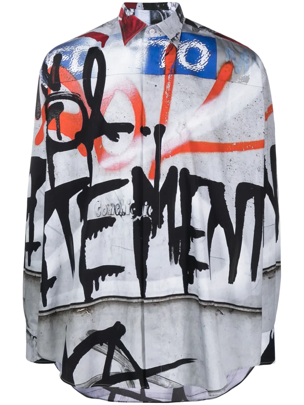 

Рубашка с принтом граффити VETEMENTS, серый
