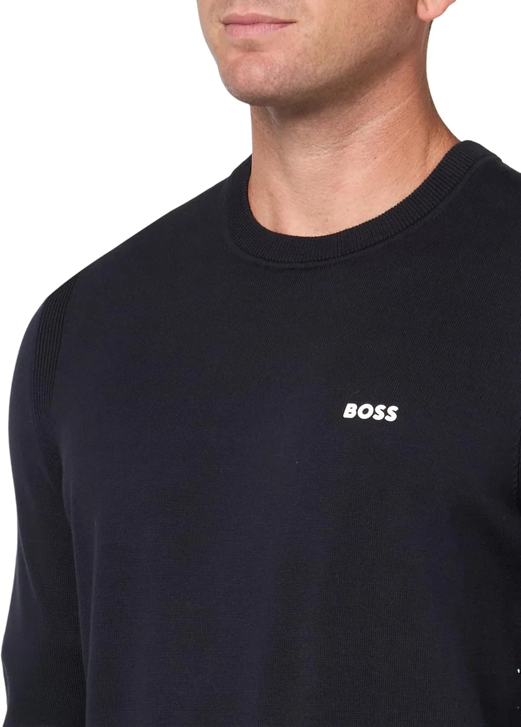 BOSS Мужской свитер Tech Flex Cotton Stretch Knit, Dark Sky — фото 3