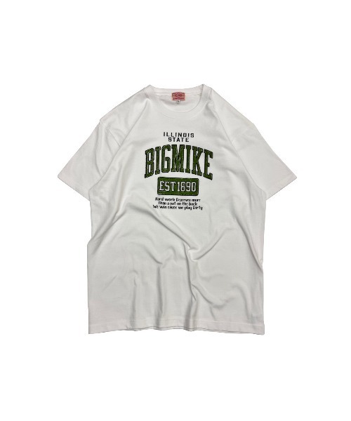 

Футболка с коротким рукавом, принт "BIG MIKE HANDWRITING COLLEGE", бело-зеленая