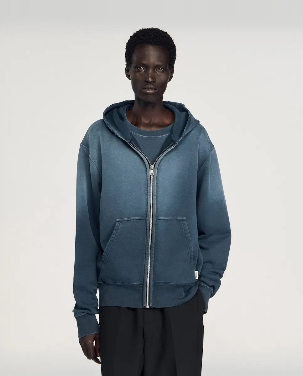 

Мужская оверсайз толстовка с капюшоном и молнией Sandro, синий