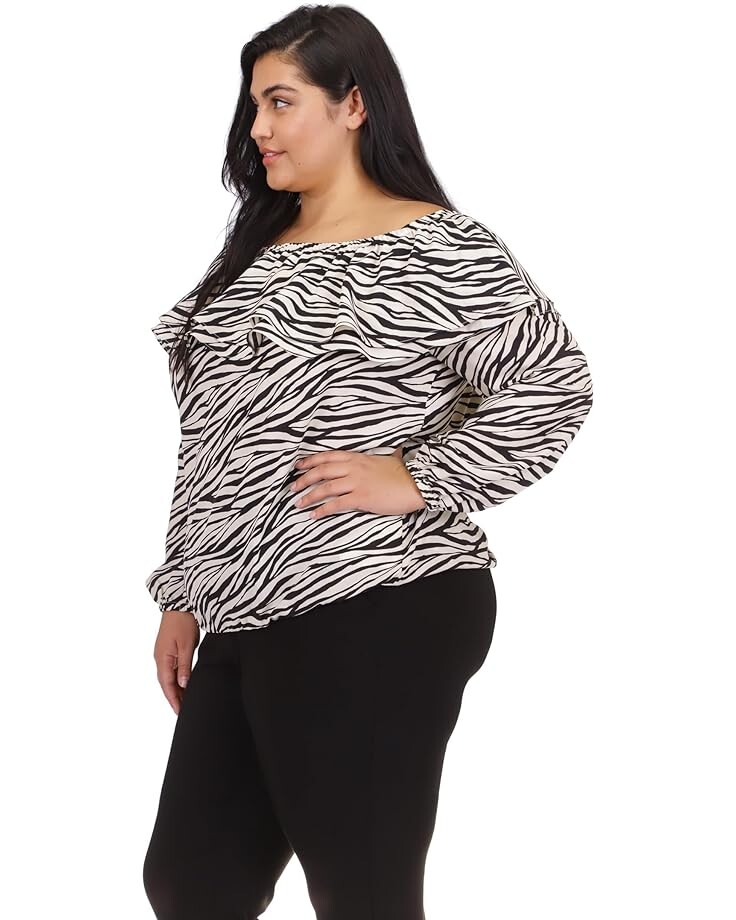 

Топ Michael Kors Plus Size Tiger Ruffle Top, цвет Bone