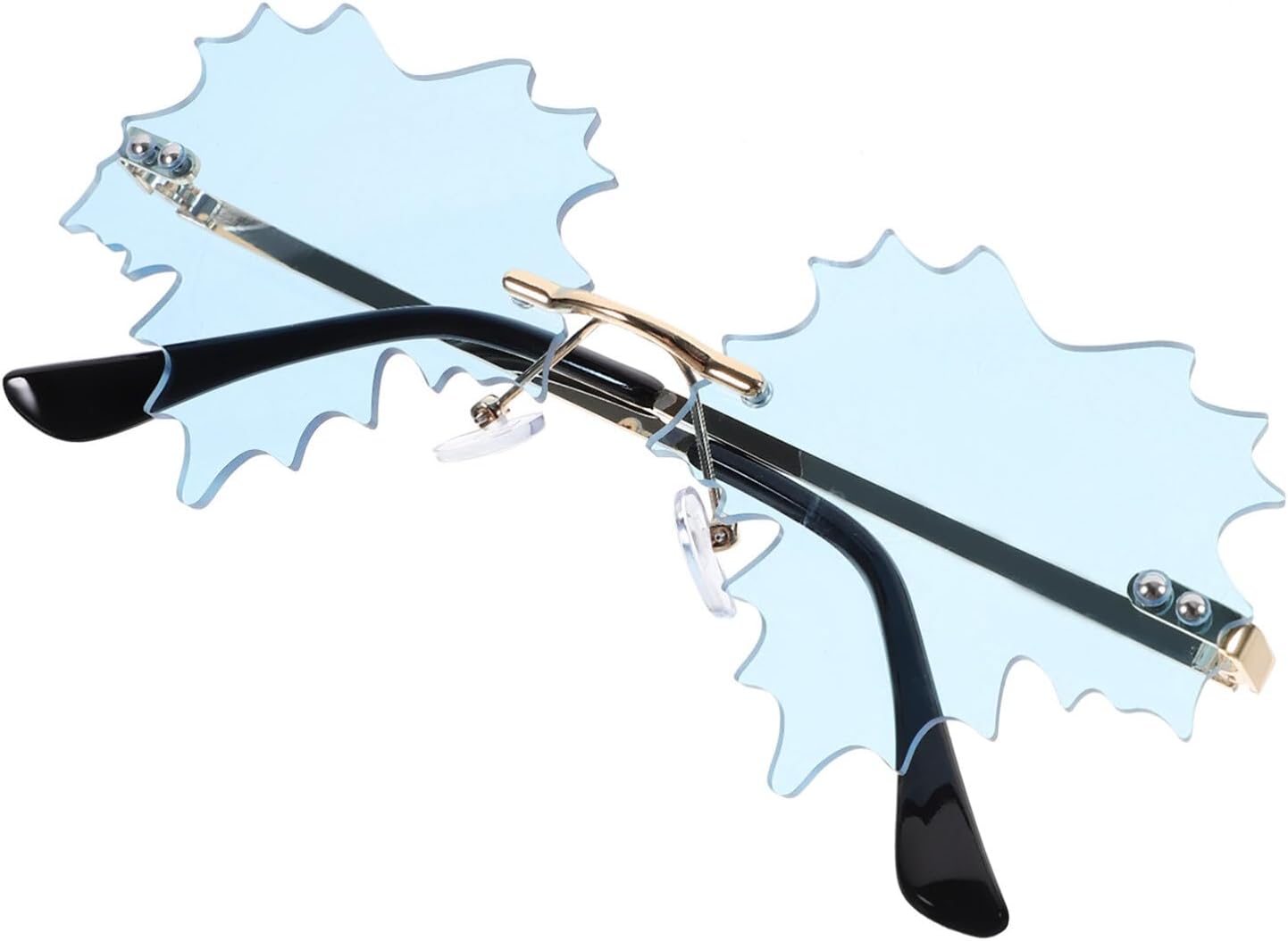 

Солнцезащитные очки GALPADA без оправы для вечеринок, для взрослых, с уникальным дизайном в виде листьев, аксессуары для рейв-вечеринок, привлекательный диско-стиль для фестивалей и мероприятий, Blue -Material:Metal