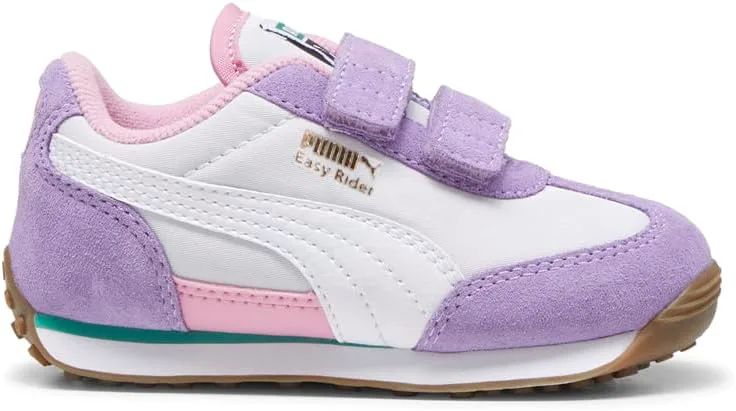 Детские кроссовки PUMA Easy Rider без шнурков для девочек, повседневные - фиолетовые, серебристые, серебристый/белый — фото 2