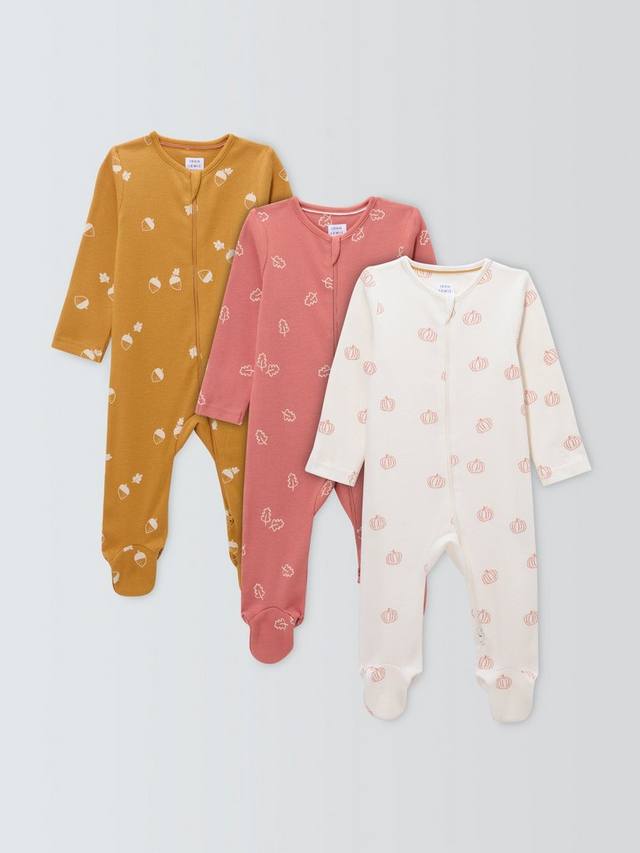 

Детские комбинезоны для сна с ребристым узором Baby Leaves John Lewis, Pack of 3, Yellow Multi