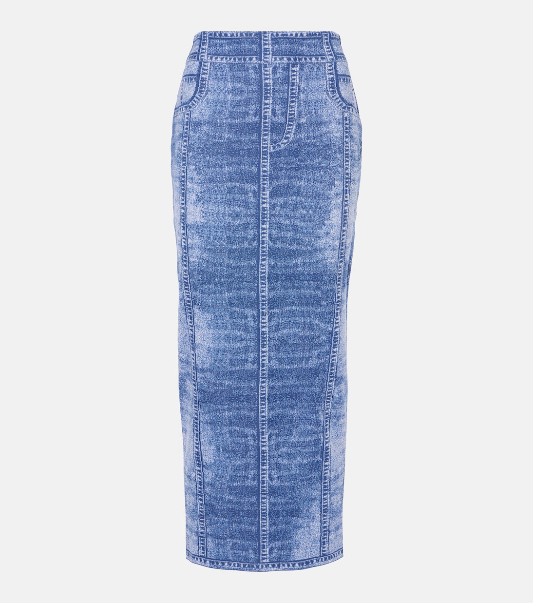 

Трикотажная юбка миди Trompe l'œil Balmain, Bleu Jean