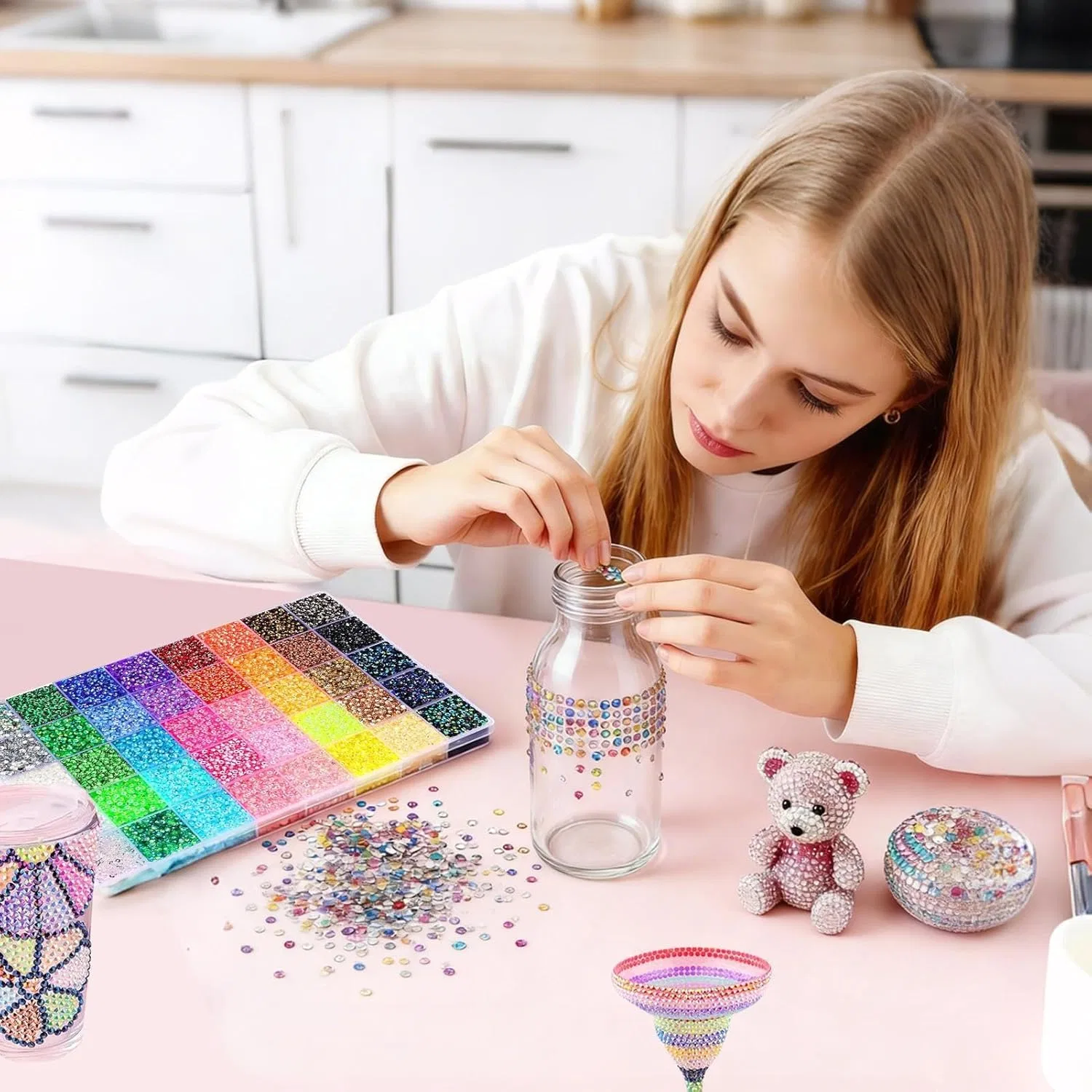 Набор из 32000 страз для ногтей Jelly Rhinestones 3 мм, 40 цветов Generisch — фото 2