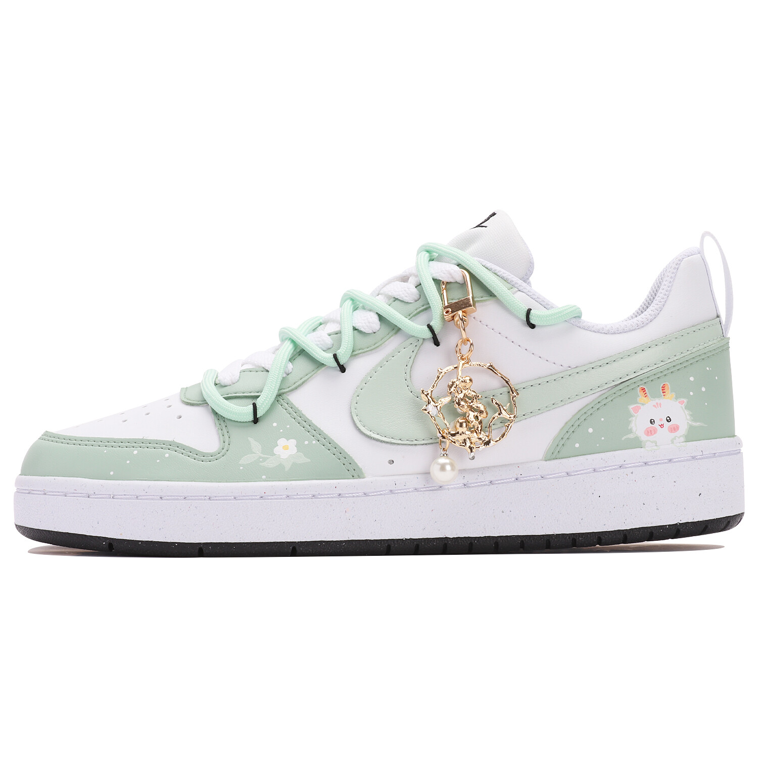 

Кроссовки Nike Court Borough Skateboard Shoes Women's Low-Top Green White, Зеленый, Кроссовки Nike Court Borough Skateboard Shoes Women's Low-Top Green White
