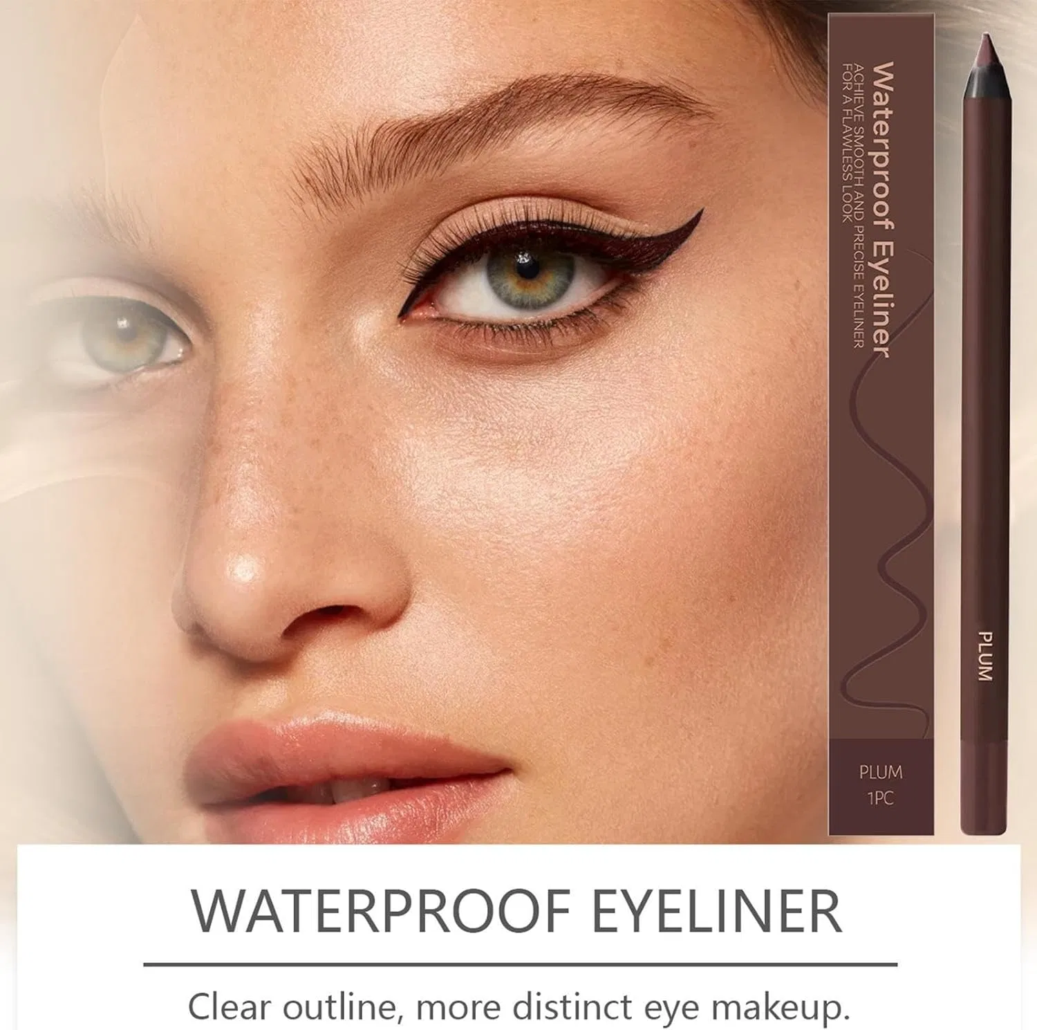 Подводка для глаз 2 в 1 Anti-Makeup Eyeliner, No Brand, 1 шт, сливовый — фото 2