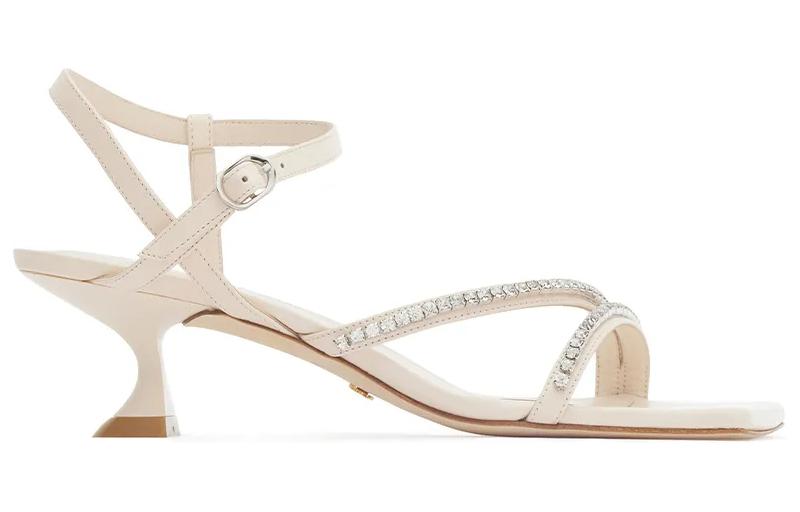 Stuart Weitzman Стюарт Вайцман SW сандалии на одной брючной застежке 5 см женские бежевые, цвет Beige — фото 3