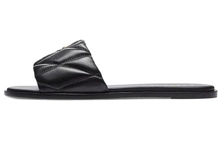 Кожаные шлепанцы с логотипом COACH, Black