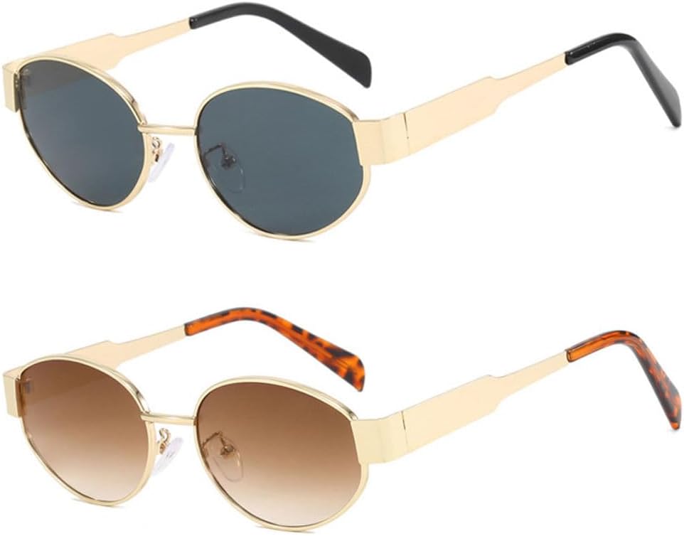 

Ретро овальные солнцезащитные очки для женщин и мужчин, металлическая оправа, винтажный классический стиль, защита UV400, солнцезащитные очки для верхней одежды и путешествий Ridering, Brown+gold